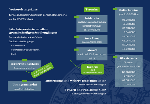Flyer Vorbereitung Eignungsprüfung Musiktheorie